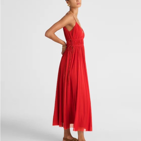 Madewell Gathered V-Neck Midi Dress - Picture 3 of 12